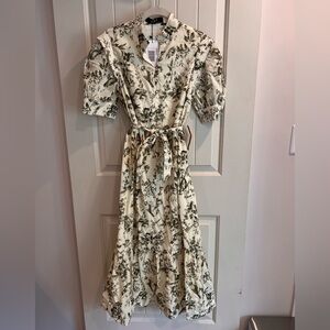 o.p.t. Floral Puff Sleeve Midi Dress